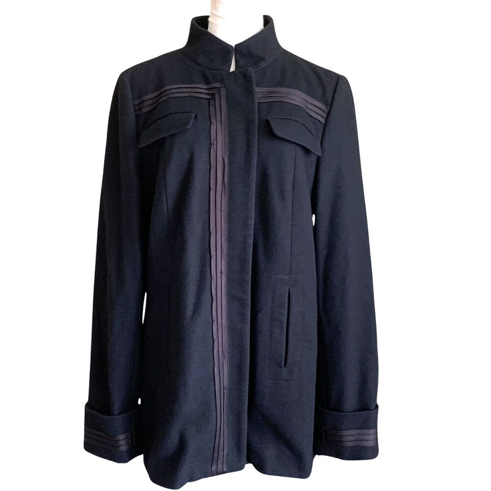A/X Armani Exchange Black Wool Blend Jacket L Zip Button Lined Pockets
